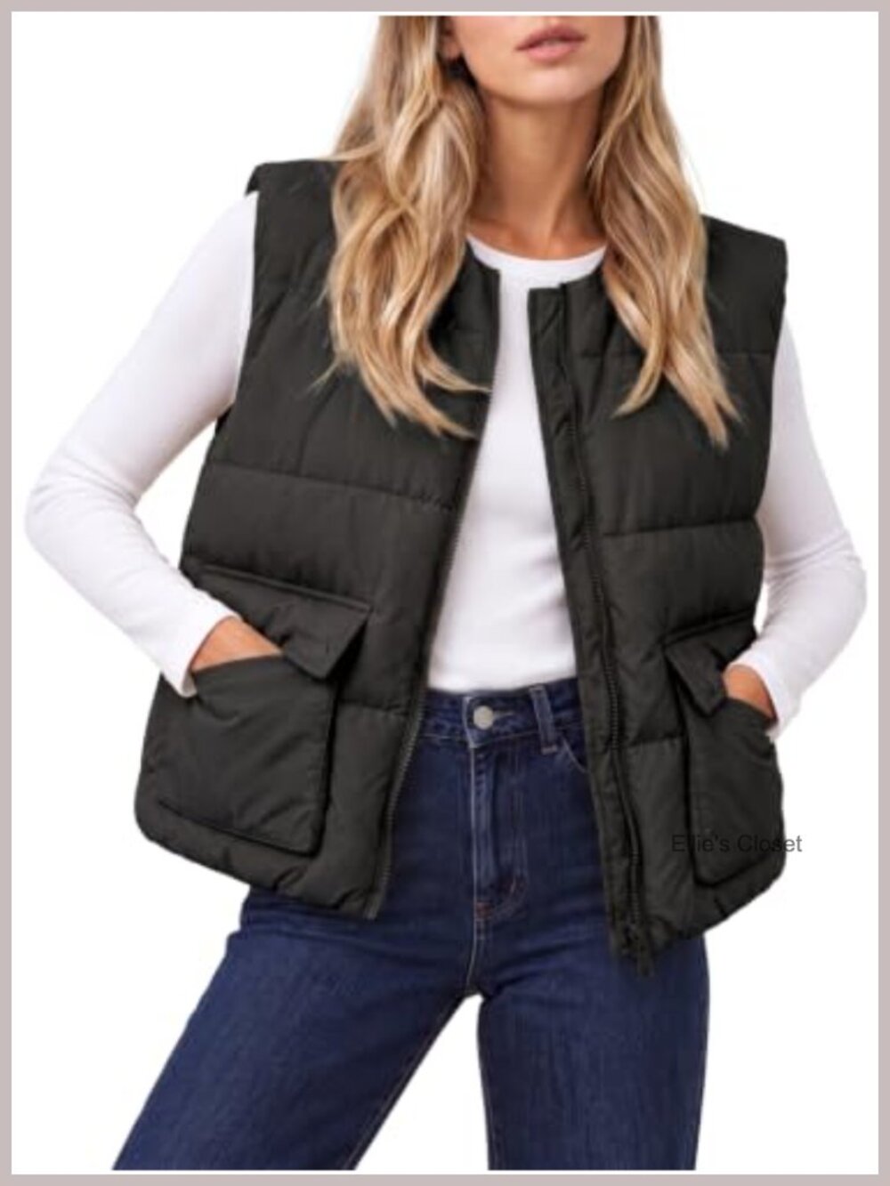 Womens Cropped Quilted Puffer Vest Zip Up Sleeveless Outerwear